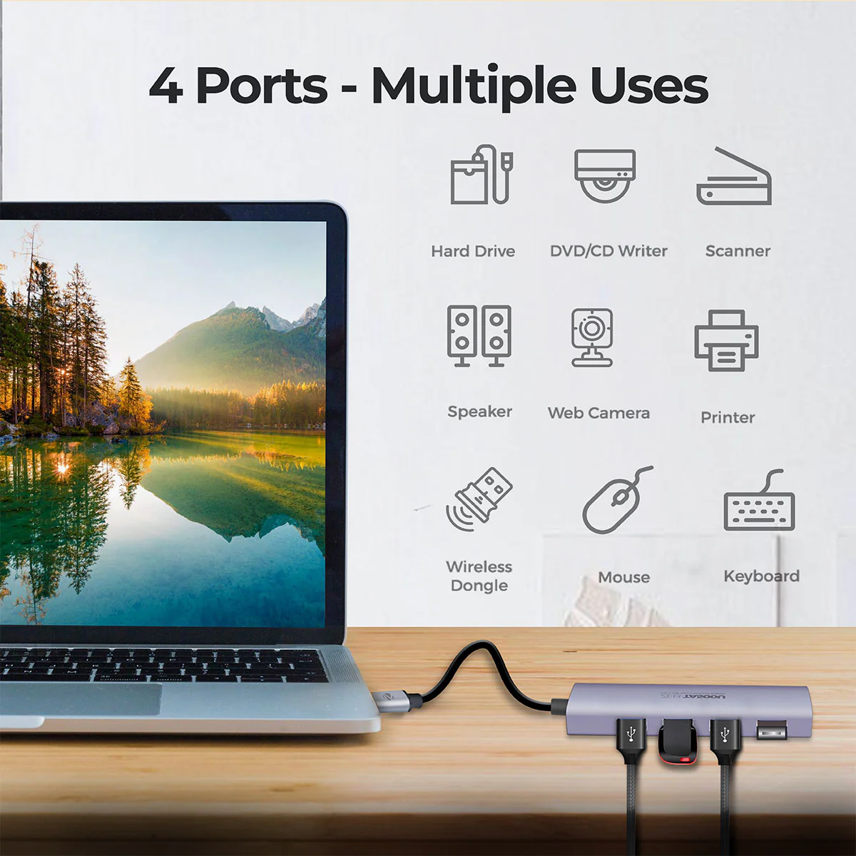 Zeb TA500U - 4 in 1 USB Type C Multiport Adapter - Image 2